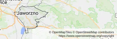 Mapa z zaznaczonym Jaworznem