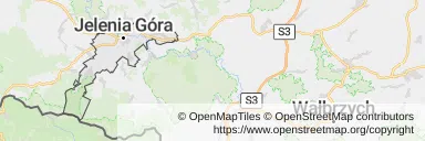 Mapa z zaznaczoną Jeleniej Górze