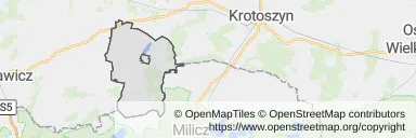 Mapa z zaznaczonym Jutrosinem