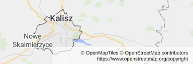 Mapa z zaznaczonym Kaliszem