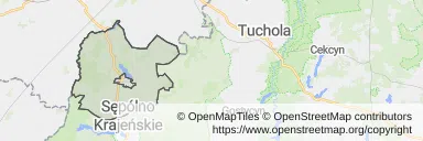 Mapa z zaznaczonym Kamieniu Krajeńskim