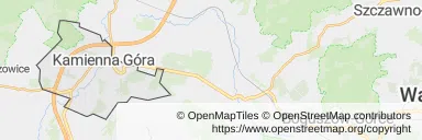 Mapa z zaznaczoną Kamiennej Górze