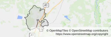 Mapa z zaznaczonym Kamieńskiem