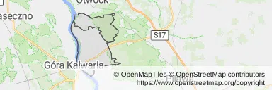 Mapa z zaznaczonym Karczewem