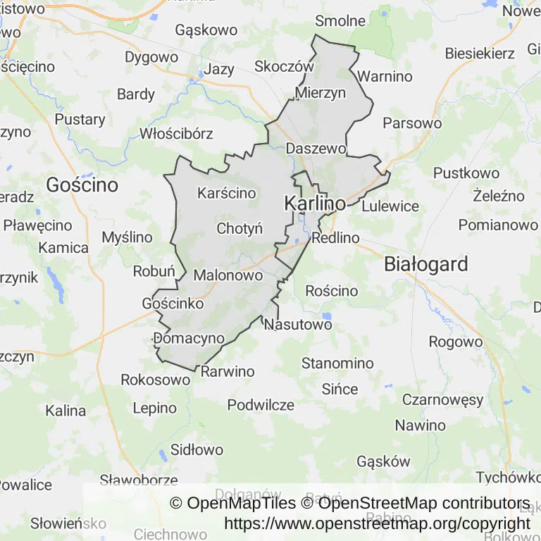 Mapa z zaznaczonym Karlinem