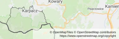 Mapa z zaznaczonym Karpaczem