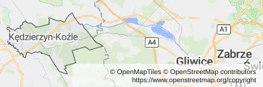 Mapa z zaznaczonym Kędzierzynie-Koźlu