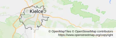 Mapa z zaznaczonymi Kielcami