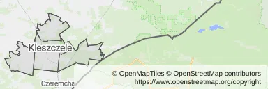 Mapa z zaznaczonym Kleszczelami