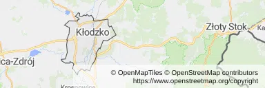 Mapa z zaznaczonym Kłodzkiem