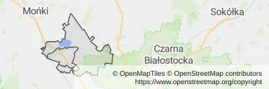 Mapa z zaznaczonym Knyszynem