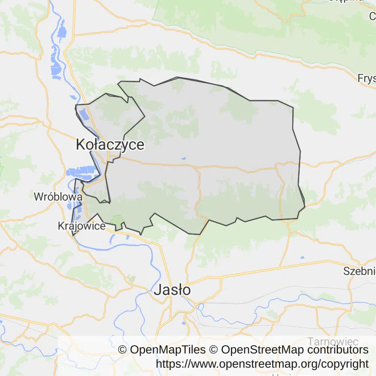 Mapa z zaznaczonymi Kołaczycami