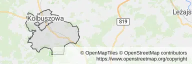 Mapa z zaznaczoną Kolbuszowem