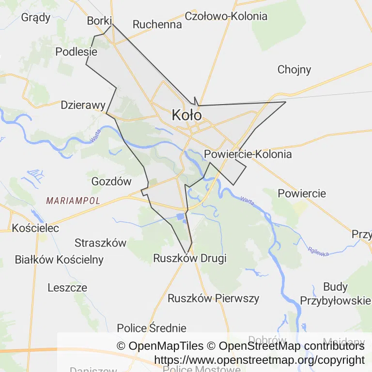 Mapa z zaznaczonym Kole