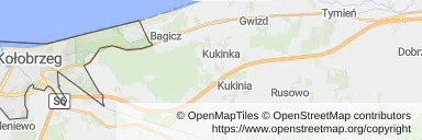 Mapa z zaznaczonym Kołobrzegiem
