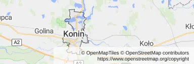 Mapa z zaznaczonym Koninem