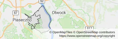 Mapa z zaznaczoną Konstancinie-Jeziornem