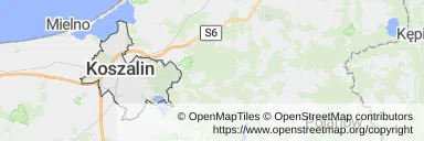 Mapa z zaznaczonym Koszalinem
