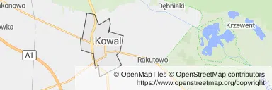 Mapa z zaznaczonym Kowalu