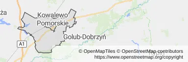 Mapa z zaznaczonym Kowalewie Pomorskim