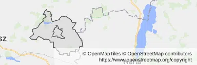 Mapa z zaznaczonym Koźminkiem