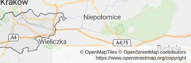 Mapa z zaznaczonym Podgórzem w Krakowie