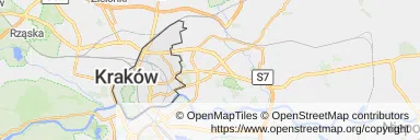 Mapa z zaznaczonym Śródmieściem w Krakowie