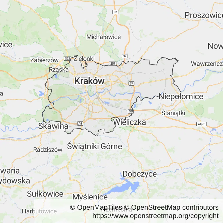 Rezonans magnetyczny na NFZ — Mapa z zaznaczonym Krakowem