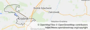 Mapa z zaznaczonym Kraśnikiem