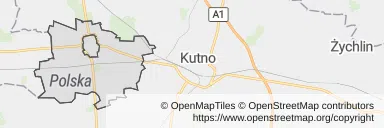 Mapa z zaznaczonymi Krośniewicami
