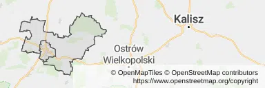 Mapa z zaznaczonym Krotoszynem