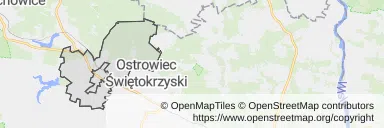 Mapa z zaznaczonym Kunowem