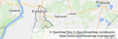 Mapa z zaznaczonym Kwidzynem