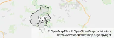 Mapa z zaznaczonym Łapami