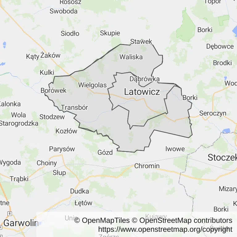 Mapa z zaznaczonym Latowiczem