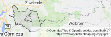 Mapa z zaznaczonym Łazami
