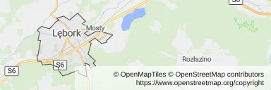 Mapa z zaznaczonym Lęborkiem