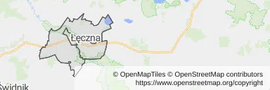 Mapa z zaznaczoną Łęcznej