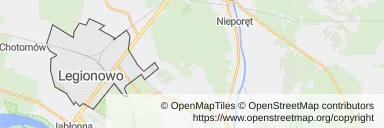 Mapa z zaznaczonym Legionowem