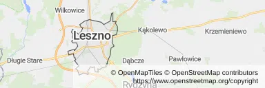 Mapa z zaznaczonym Lesznem