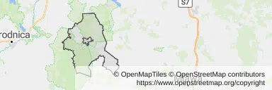 Mapa z zaznaczonym Lidzbarkiem