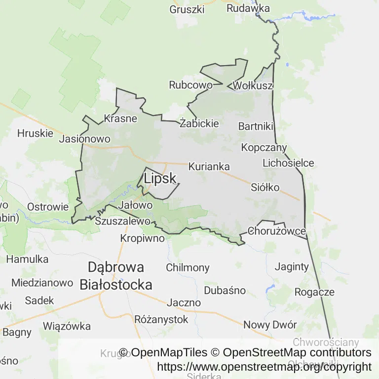 Mapa z zaznaczonym Lipskiem