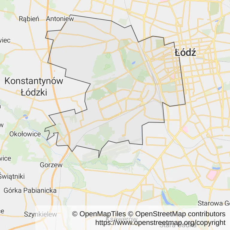 Mapa z zaznaczonym Polesiem w Łodzi
