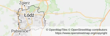 Mapa z zaznaczoną Łodzią