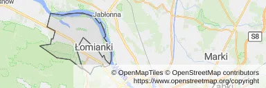 Mapa z zaznaczonym Łomiankami