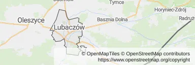 Mapa z zaznaczonym Lubaczowem