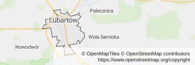 Mapa z zaznaczonym Lubartowem