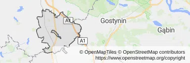 Mapa z zaznaczonym Lubieniu Kujawskim