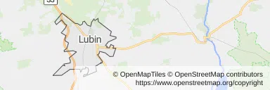 Mapa z zaznaczonym Lubinem