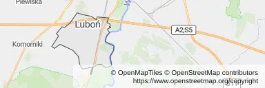Mapa z zaznaczonym Luboniu